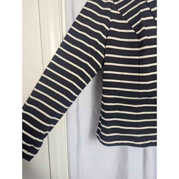 Lane Bryant Black White Striped Jacket Blazer 1 Button Pocket V Plus Size 16 - Picture 3 of 7